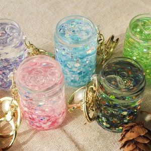 Handgefertigter Schlüsselanhänger süß, Taschenanhänger Schlüsselanhänger, Kawaii Glitzer Schlüsselanhänger, Flasche Treibsand Schlüsselanhänger, Geburtstagsgeschenk für Sie, ästhetischer Schlüsselanhänger