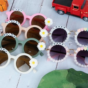 Personalized Kids Sunglasses: Daisy Flower, Custom Name, Birthday Gift