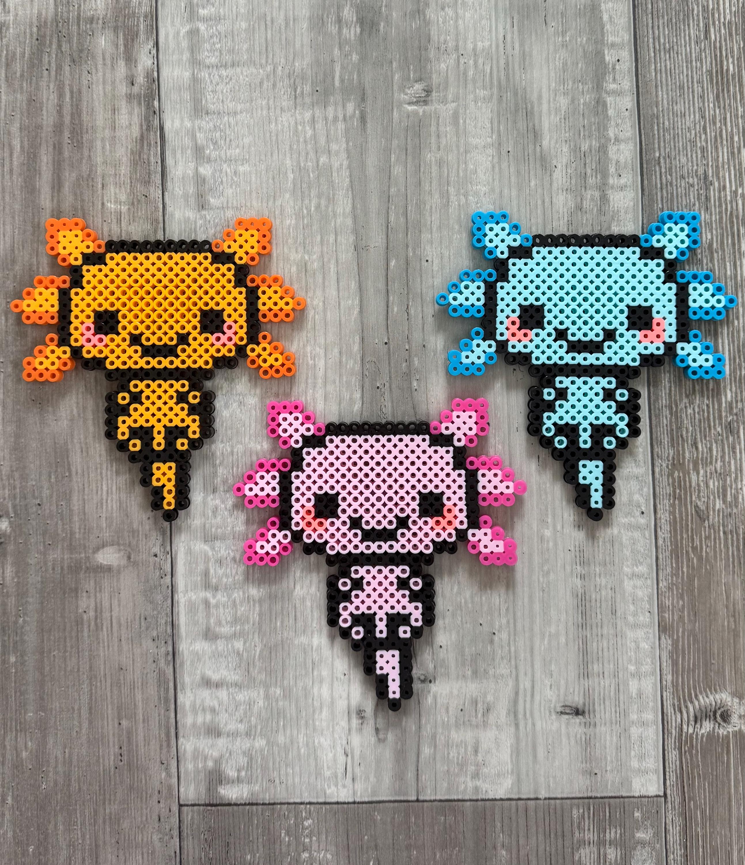 Axolotl Perler Bead Magnet | Axolotl Lovers | Axolotl Enthusiasts | Axolotl Gifts | Blue Axolotl | Orange Axolotl | Pink Axolotl