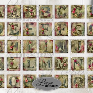 Sommerliches druckbares Alphabet mit Blumenmotiven für Junk Journal & Karten, digitaler Download 300 dpi, Buchstaben zum Ausschneiden