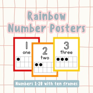 Rainbow Number Posters with Ten Frames/ Number Posters/ Classroom Decor/ Teacher Resources