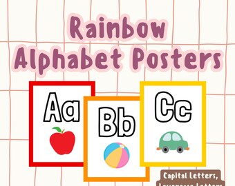 Rainbow Alphabet Posters with Pictures/ ABC Posters/ Classroom Decor/ Teacher Resources/ ABC Posters