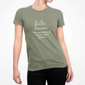 Fate Definition Boyfriend Tee for Women, Graphic White Text Fate Tee, Fate Quote Shirt, Destiny Tees, Inspirational T-Shirt