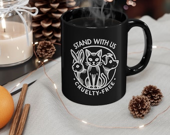 Taza de cerámica sin crueldad animal: regalo vegano que defiende los derechos de los animales