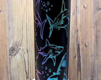 Sharks Laser Engraved Travel Tumbler, 20 oz.