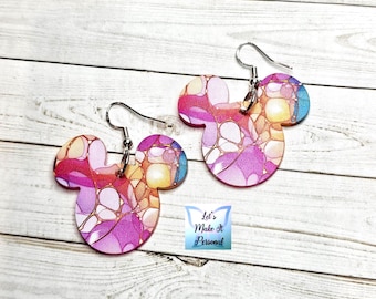 Pastel Colored Mouse Head Earrings