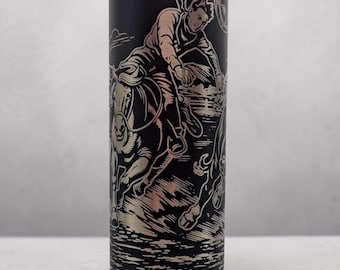 Rodeo Steer Wrestler Travel Tumbler, 20 oz. with Straw and Brush