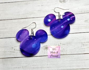 Galaxy Mouse Head Earrings