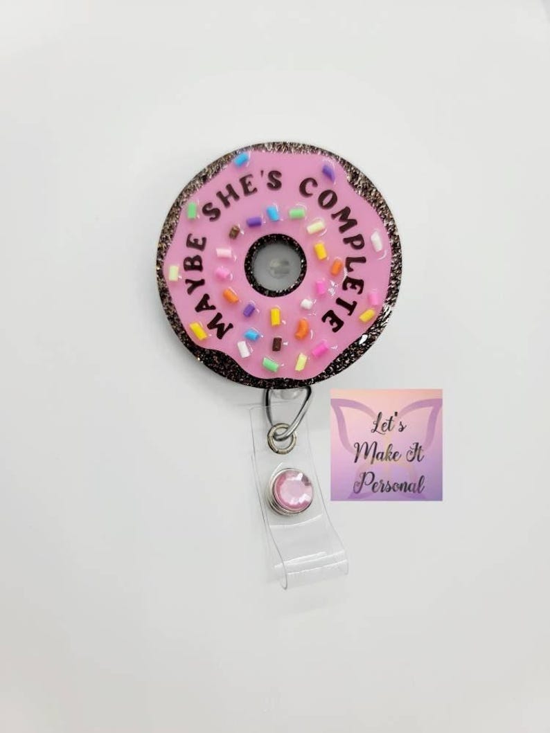 Labor and Delivery Donut Retractable Badge Reel Pink/Chocolate