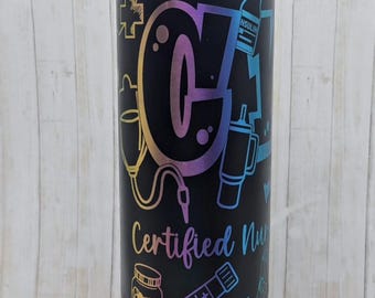 Laser Engraved CNA Travel Tumbler, 20 oz. with Straw and Brush