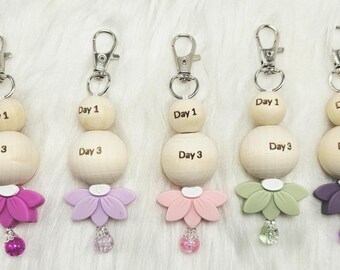 Floral Baby Belly Beads - Days Engraved - Teaching Tool for Nurses and Lactation
