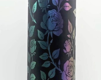 Laser Engraved Roses Travel Tumbler, 20 oz. with Straw and Brush