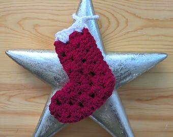 Crochet Mini  Christmas Stocking Hanging Decoration PDF Pattern