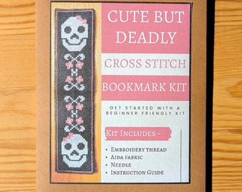 Skull Cross Stitch Bookmark Kit - Beginner Friendly