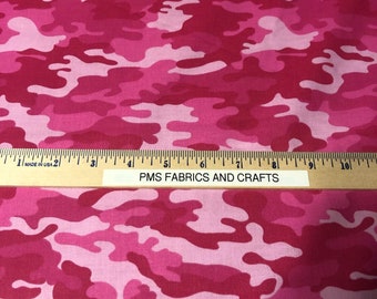 MDG Camo 100% med cotton fabric by the yard 36 x 44 inches - HOT PINK - various shades of pinks