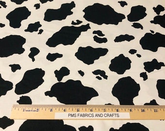 WILD ANIMAL Cow looking  print 100% COTTON fabric - #15 black white  - sold by the yard 36 x 44 - smoke free - pet free - vapor free