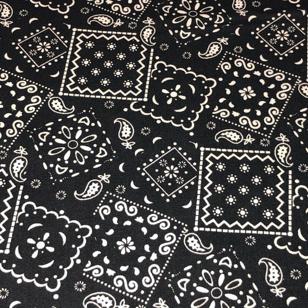 Black Bandana Fabric Etsy