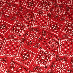 Red - Blazin&#39; Bandana 100% cotton fabric by the yard 36 x 44 inches - Nice weight cotton fabric by MDG