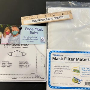 June Taylor Mask template & face mask interfacing (1 yard x 20") - Ruler makes three sizes of masks: child, youth and adult