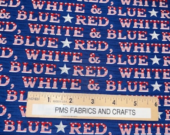 MODA Red, White & Bloom 100% cotton fabric by the yard 36x44 QOV 56111 12 Blue - perfect for Americana or QOV projects