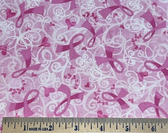 Timeless Treasures Breast Cancer ribbons 100% cotton fabric by the yard 36 x 44 inches - pinks - item C6895