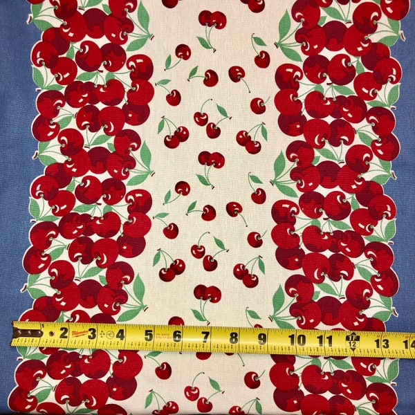 MODA 100% light weight cotton toweling fabric retro looking Very Cherry - 920-158- 16 in wide x 36 inch - pre hemmed on 2 edges by MODA!