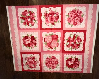 MODA 2026 Valentine Je Taime per yard 100% cotton fabric panel 36 x 44 20998 11 - French for I Love You - Roses and flowers think Valentine