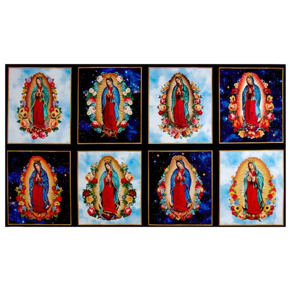 FREE shipping to USA - Robert Kaufman Inner Faith Our Lady of Guadalupe 100% COTTON fabric by the panel approx 24 x 44 inches - non metallic