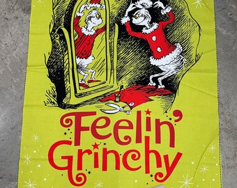 RK How the Grinch Stole Christmas Feeling Grinchy 100% cotton fabric panel aprox 24 x 44 -  ADED-22564-223 - NEW for 2026