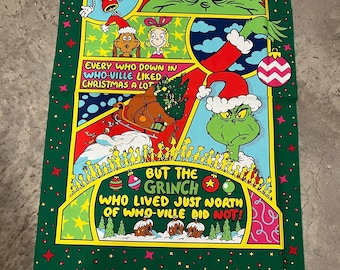 RK Grinch Christmas newest panel 100% cotton fabric panel approx 24 x 44 - item ADED-23097-223 - Christmas Grinch Cindy Lou Who Who Ville