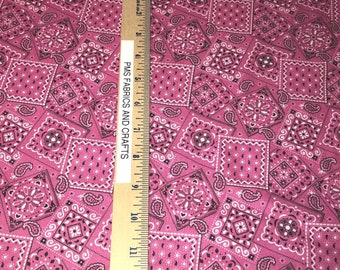 Flamingo Pink - Blazin' Bandana 100% cotton fabric by the yard 36 x 44 inches - Nice weight cotton fabric by MDG  (a darker hot pink)