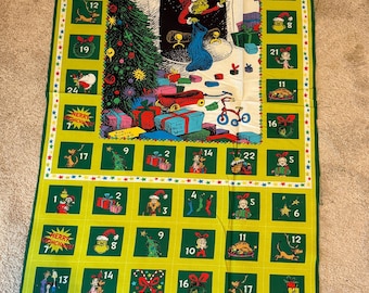 RK Grinch Stole Christmas Advent Calendar 100% cotton fabric by the yard 24 x 44 ADED-22565-223 - NOT ready made - you create the calendar
