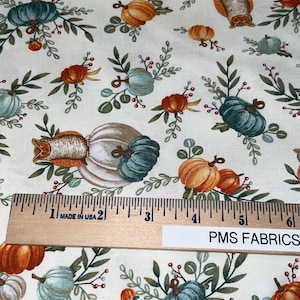 MODA I Love Fall Most 100% med cotton fabric by the yard 36 x 44 Warm White 56140 11 owls Fall Harvest pumpkins
