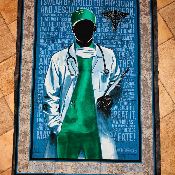 Sykel - HARD to find - Doctor 100% cotton fabric by the panel 24 x 44 - 1195DRM - Male Dr image