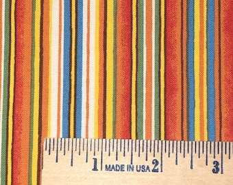 MODA Homegrown Salsa 100% cotton fabric by the yard 19972 12 stripes with blue - smoke free - pet free