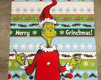 RK Grinch Christmas 100% cotton fabric panel - NOT Premade! Each panel is appr 24 x 44 - ADE-20274-223 - No Cut Lines on this panel