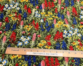 MODA Mixed Wildflower Texas Paintbrush Bluebonnet 100% cotton fabric by the yard - item 32361 11 - smoke free - pet free - BACK in STOCK