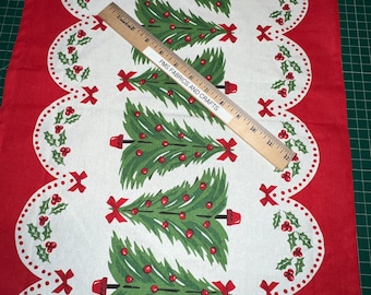MODA 100% cotton toweling fabric Christmas Tree 920 306 sold by the yard 16" wide x 36"- Large print - pre hemmed on 2 edges by MODA!