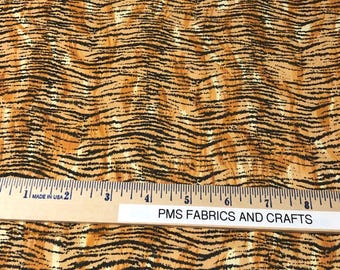 WILD ANIMAL Tiger looking PRINT 100% Cotton Fabric by the yard #01 Small image - Tiger stripes = mot real tiger skin - cotton fabric