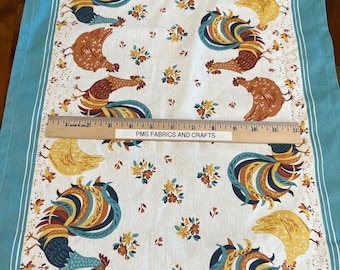 MODA 100% cotton toweling fabric Novelty Chicken Cluck 920-290 - 16 in x 36 in - pre hemmed on 2 edges by MODA! Novelty Chicken print