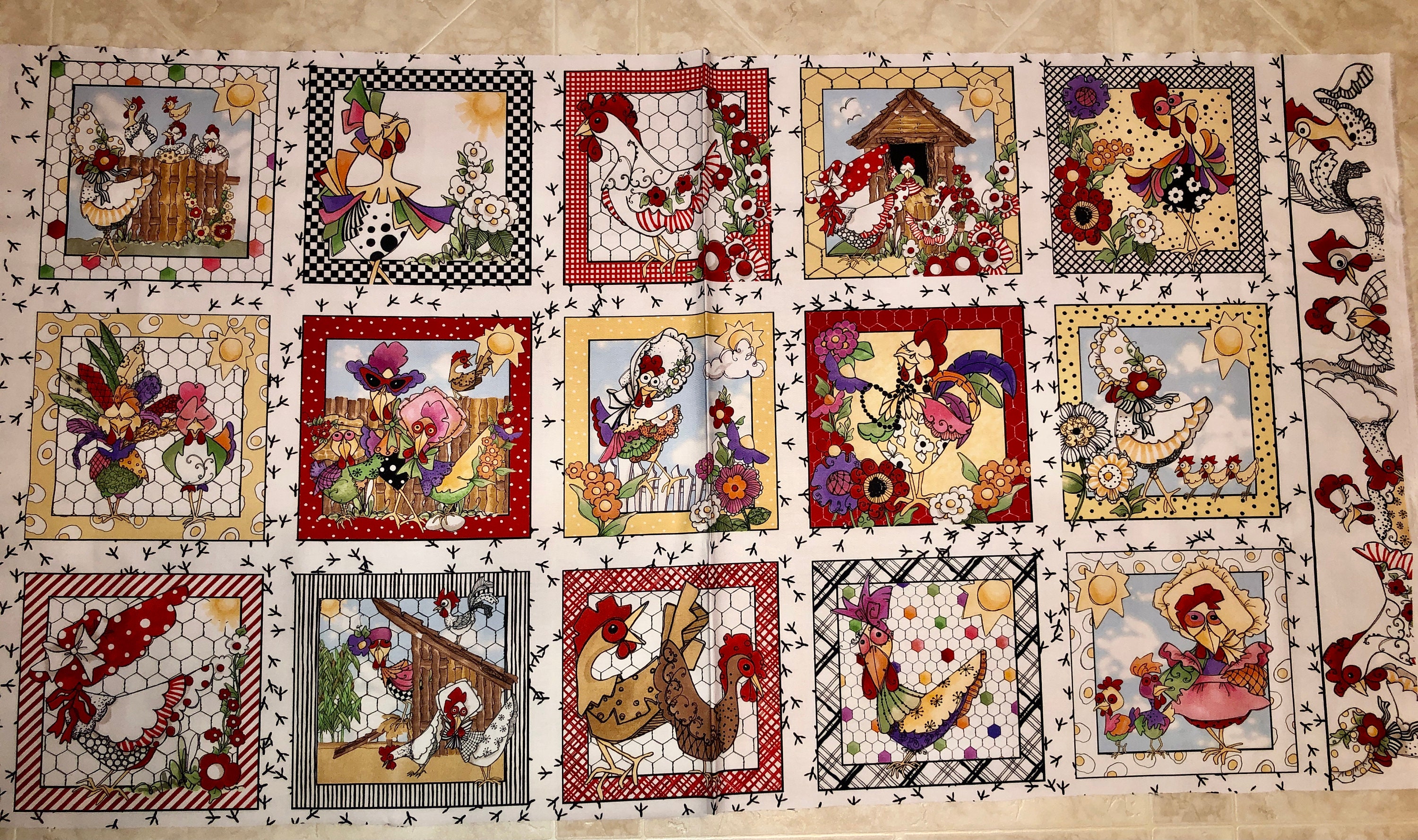 Floral CHICKEN WIRE Edge to Edge QUILT Block Fits a 4x4, 5x5 6x6