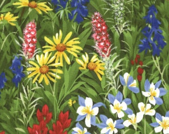 MODA Mixed Wildflower Texas Paintbrush Bluebonnet 100% cotton fabric by the yard - item 32361 11 - smoke free - pet free