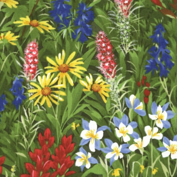 MODA Mixed Wildflower Texas Paintbrush Bluebonnet 100% cotton fabric by the yard - item 32361 11 - smoke free - pet free