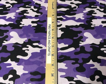MDG Purple Tones Camo 100% cotton fabric sold by the yard 36 x 44 inches - great shades of purple