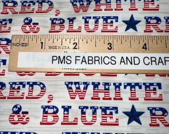 MODA Red, White & Bloom 100% cotton fabric by the yard 36x44 QOV 56111 11 White background - perfect for Americana or QOV projects