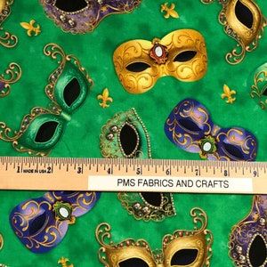 Timeless Treasures Fabrics Mardi Gras Masks and Crowns Black
