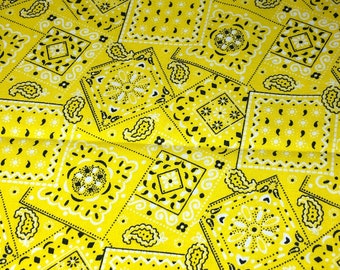 Yellow - Blazin' Bandana 100% cotton fabric by the yard 36 x 44 inches - Nice weight cotton fabric by MDG