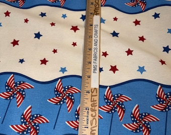 MODA 100% cotton toweling fabric Americana Pinwheels 920-295 - 16 in wide  X 1 yard - Retro looking toweling and flowers