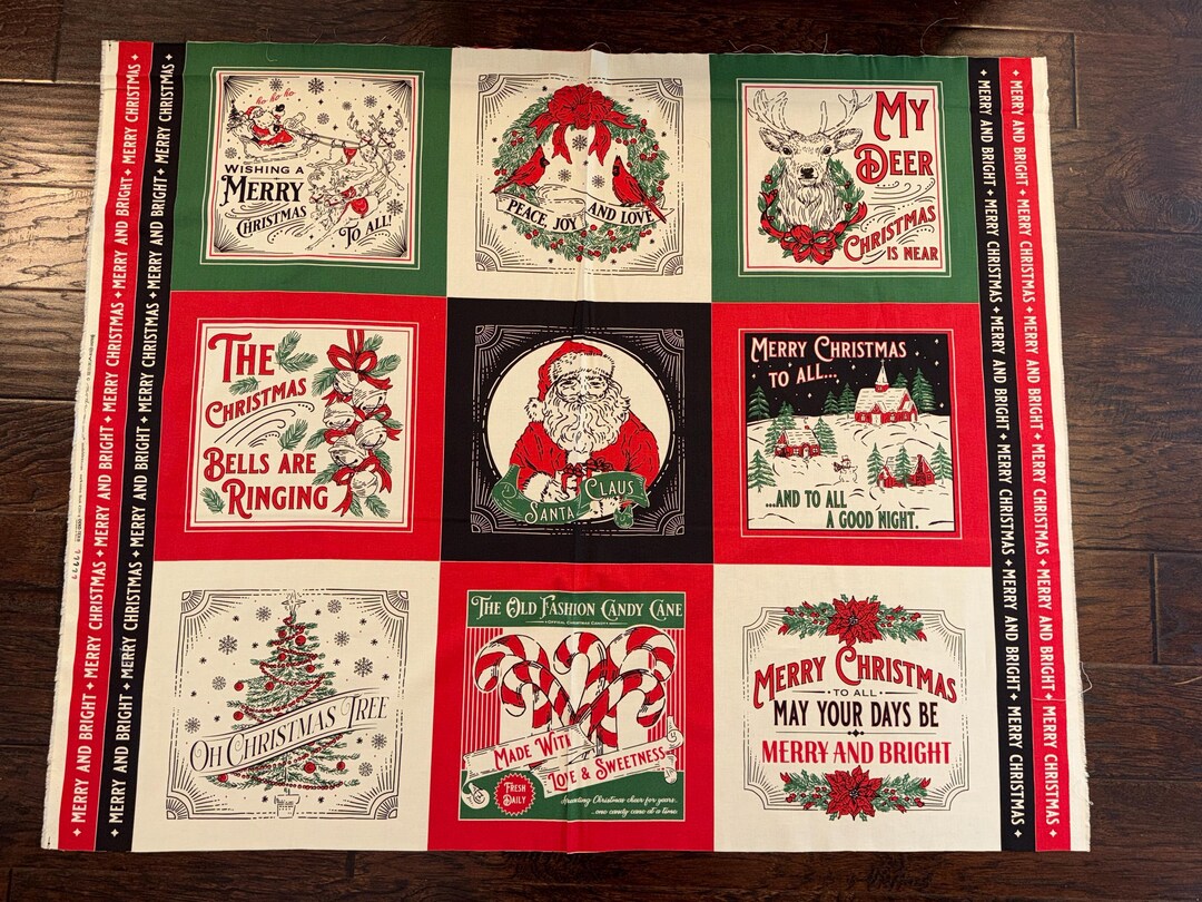 MODA Holiday Cheer 9 Blocks per Yard 100% Cotton Fabric Panel 36 X 44 ...