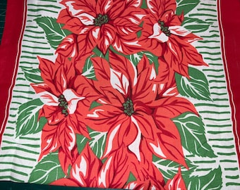 MODA 100% cotton toweling fabric Holiday Christmas Poinsettia 920-321 - 16 in x 36 in - pre hemmed on 2 edges by MODA!